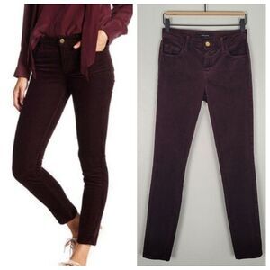 J Brand Size 25 Skinny Corduroy Pants Stretch Blackberry Dark Purple